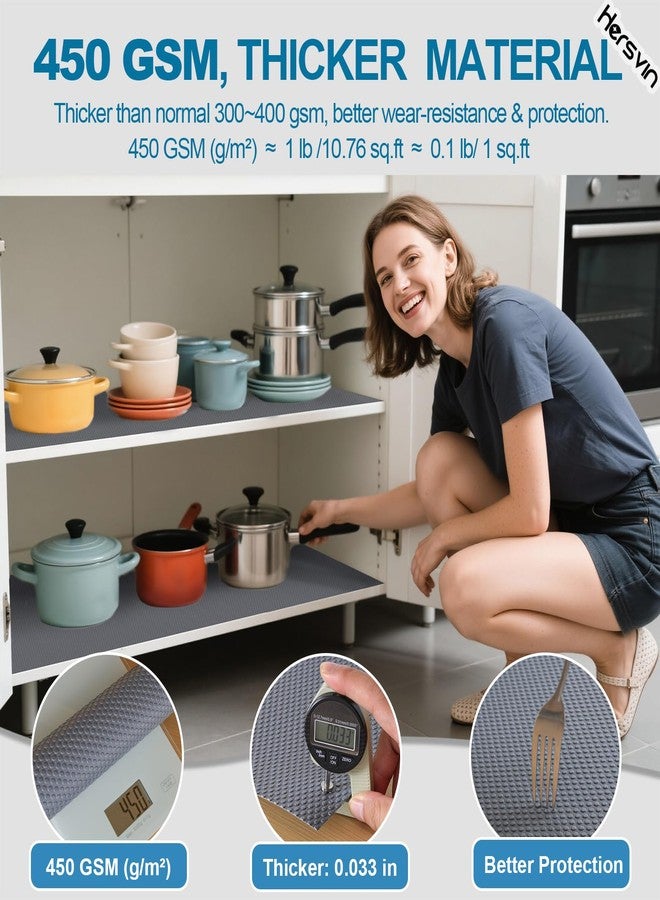 Hersvin Shelf Liners, 24in x 20ft Kitchen Drawer Mats, Non-Adhesive EVA Cupboard Protector, Cabinet Lining (Dark Gray/Dot) - Image 2